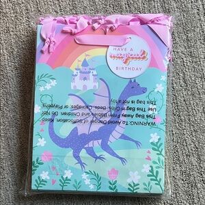 Spritz Magical Birthday Gift Bag with Purple Dragon and Rainbow 12 count
